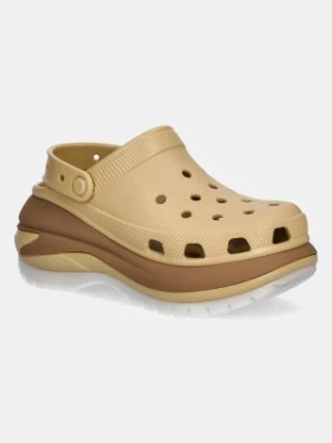 Crocs klapki Mega Crush Matte Clog damskie kolor beżowy na platformie 210749