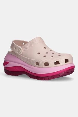 Crocs klapki Mega Crush Matte Clog damskie kolor różowy na platformie 210749