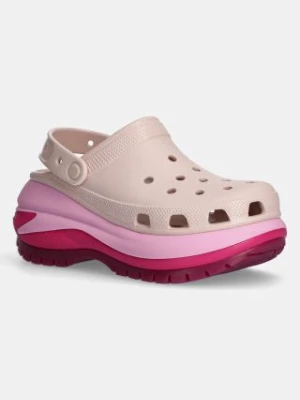 Crocs klapki Mega Crush Matte Clog damskie kolor różowy na platformie 210749