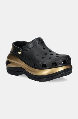 Crocs klapki Mega Crush Metallic Clog damskie kolor czarny na platformie 210368