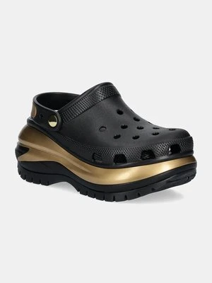 Crocs klapki Mega Crush Metallic Clog damskie kolor czarny na platformie 210368