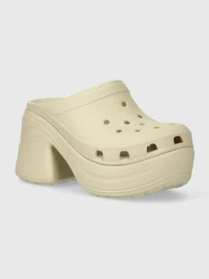 Crocs klapki Siren Clog damskie kolor beżowy na platformie 208547