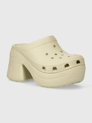 Crocs klapki Siren Clog damskie kolor beżowy na platformie 208547