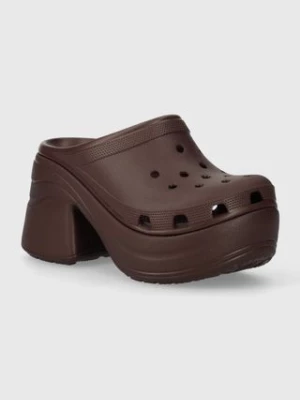 Crocs klapki Siren Clog damskie kolor brązowy na platformie 208547.2ZH