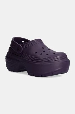 Crocs klapki Stomp Clog damskie kolor fioletowy na platformie 209347