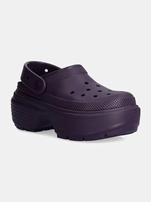 Crocs klapki Stomp Clog damskie kolor fioletowy na platformie 209347