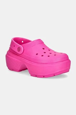 Crocs klapki Stomp Clog damskie kolor różowy na platformie 209347