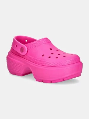 Crocs klapki Stomp Clog damskie kolor różowy na platformie 209347