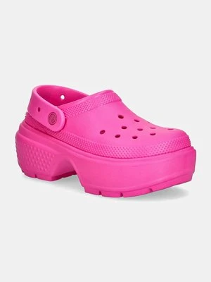 Crocs klapki Stomp Clog damskie kolor różowy na platformie 209347