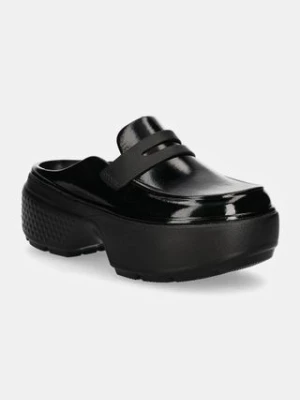 Crocs klapki Stomp High Shine Loafer Clog damskie kolor czarny na platformie 210659.001