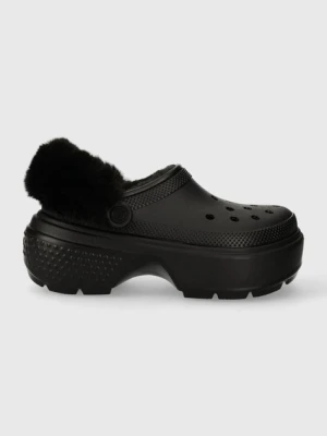 Crocs klapki Stomp Lined Clog damskie kolor czarny na platformie 208546