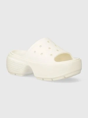 Crocs klapki Stomp Slide damskie kolor beżowy na platformie 209346