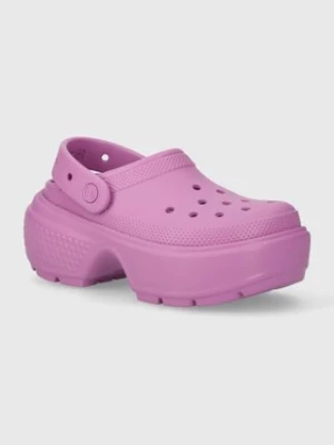 Crocs klapki Stomp Slide damskie kolor fioletowy na platformie 209347