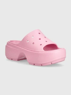 Crocs klapki Stomp Slide damskie kolor różowy na platformie 209346