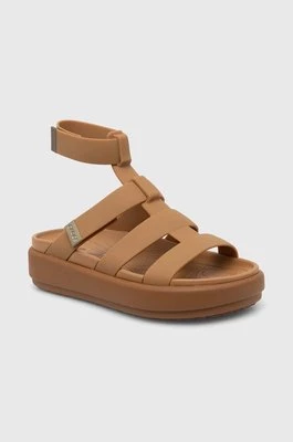 Crocs sandały Brooklyn Luxe Gladiator damskie kolor brązowy na platformie 209557