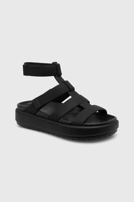 Crocs sandały Brooklyn Luxe Gladiator damskie kolor czarny na platformie 209557