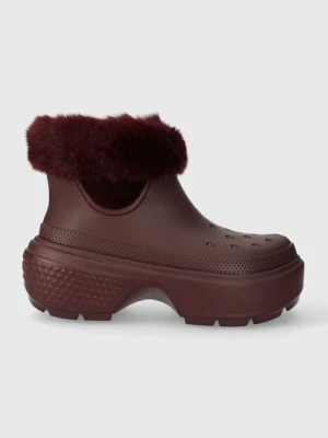 Crocs śniegowce Stomp Lined Boot kolor bordowy 208718