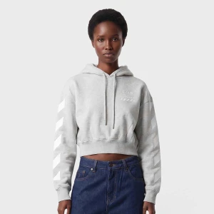 Crop Hoodie Off White szary