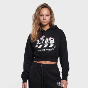 Crop Hoodie Off White czarny