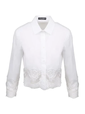 Crop shirt z wstawkami koronkowymi Dolce & Gabbana