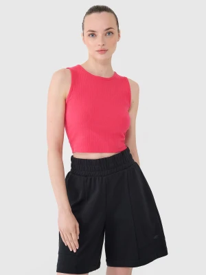 Crop top dzianinowy damski - różowy 4F