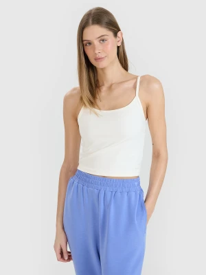 Crop-top slim damski - biały 4F