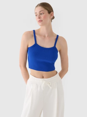 Crop top slim damski - niebieski 4F