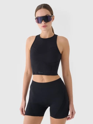 Crop top treningowy slim szybkoschnący damski - czarny 4F