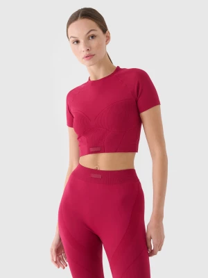 Crop top treningowy slim szybkoschnący damski - czerwony 4F