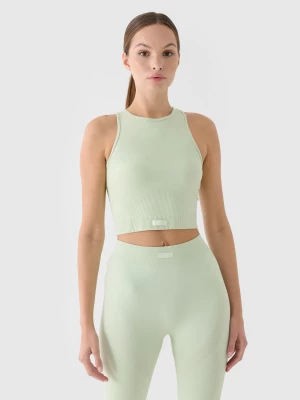 Crop top treningowy slim szybkoschnący damski - turkusowy 4F