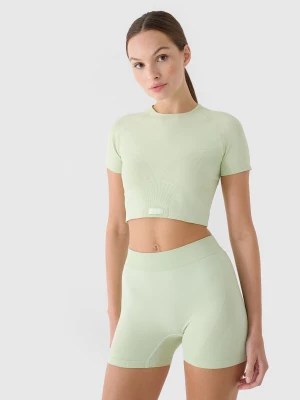 Crop top treningowy slim szybkoschnący damski - turkusowy 4F