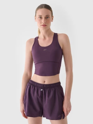 Crop top treningowy szybkoschnący damski - fioletowy 4F