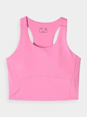 Crop top treningowy szybkoschnący damski - różowy 4F