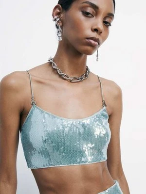 Crop-top z tiulu ozdobiony cekinami PATRIZIA PEPE