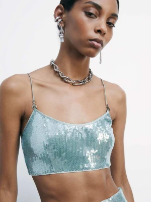 Crop-top z tiulu ozdobiony cekinami PATRIZIA PEPE