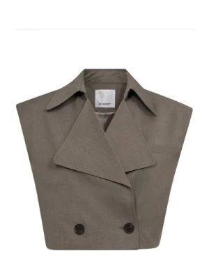 Crop Waistcoat Blazer 154-Walnut Co'Couture