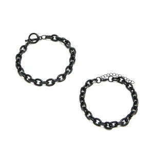 Cropp - 2 pack czarnych łańcuchowych bransoletek - czarny