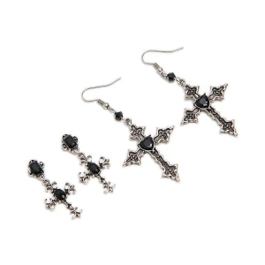 Cropp - 2 pack kolczyków z motywem krzyża - srebrny