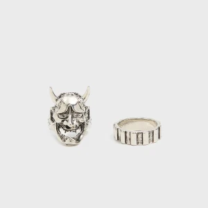 Cropp - 2 pack męskich pierścieni - srebrny