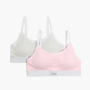 Cropp - 2 pack prążkowanych staników z naszywką - różowy