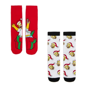 Cropp - 2 pack świątecznych skarpet Simpsonowie - czerwony