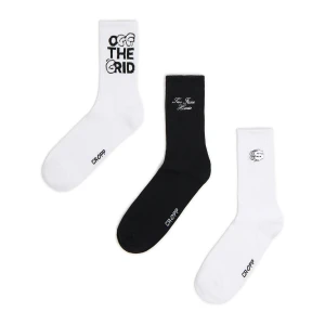 Cropp - 3 pack biało-czarnych skarpet - biały