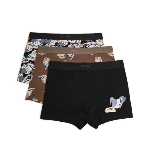 Cropp - 3 pack bokserek z gołębiami - czarny