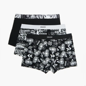 Cropp - 3 pack bokserek z motywem mangi - czarny