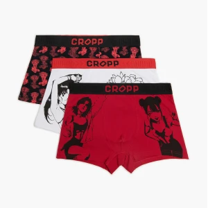 Cropp - 3 pack bokserek z motywem mangi - czerwony