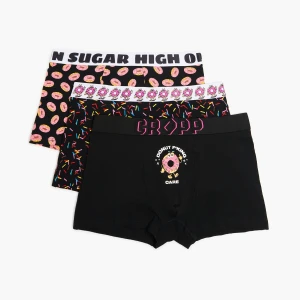Cropp - 3 pack bokserek z motywem pączków - czarny