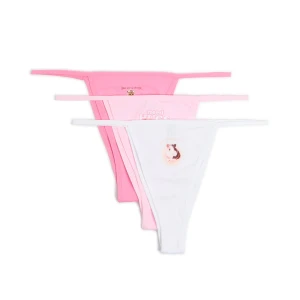 Cropp - 3 pack brazylian z nadrukiem - różowy