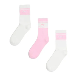 Cropp - 3 pack długich dwukolorowych skarpet - różowy