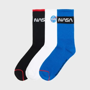 Cropp - 3 pack długich skarpet NASA - niebieski