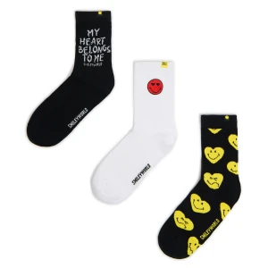 Cropp - 3 pack długich skarpet Smiley® World - czarny